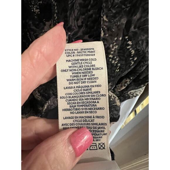 Joie Thelen Mini Silky Swing Dress Blue Floral Sz Xxl Ruffle Neck Feminine Boho - Picture 6 of 7